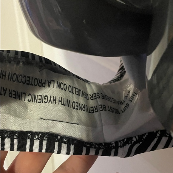 Massimo Black and White Striped One Piece Swimsuit - Picture 4 of 7